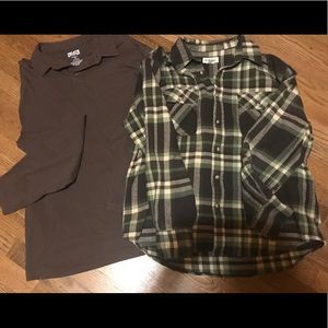 Men's Long sleeve Henley and flannel shirt